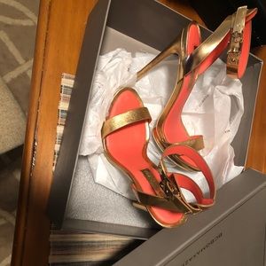 Gold BCBGmaxazria heels open toe 4” high